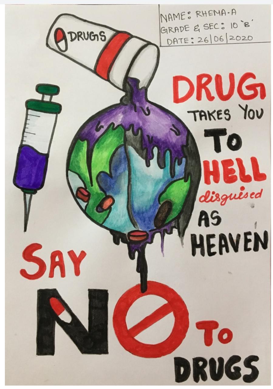 World Anti-Drug Day poster Competition – Mount Carmel Vidyaniketan CBSE  School Kottayam